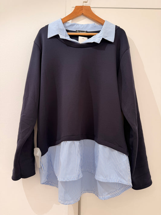 Sudadera efecto dos piezas con camisa superpuesta 8089