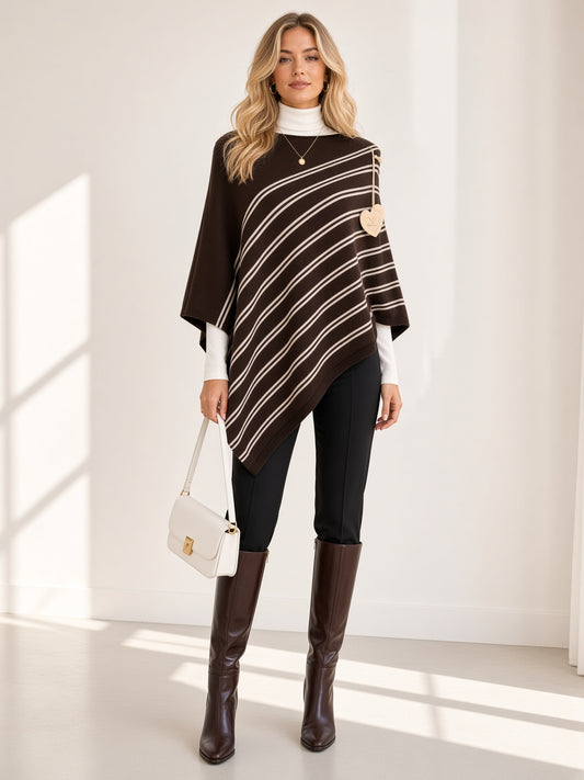 Poncho de punto a rayas 80768