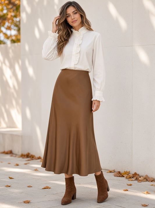 Falda midi satinada 11773