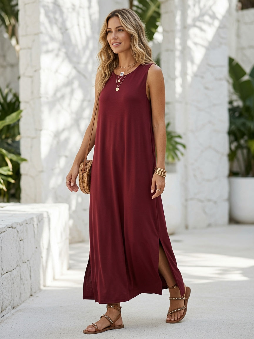 Vestido Largo Liso Licra Fría 474