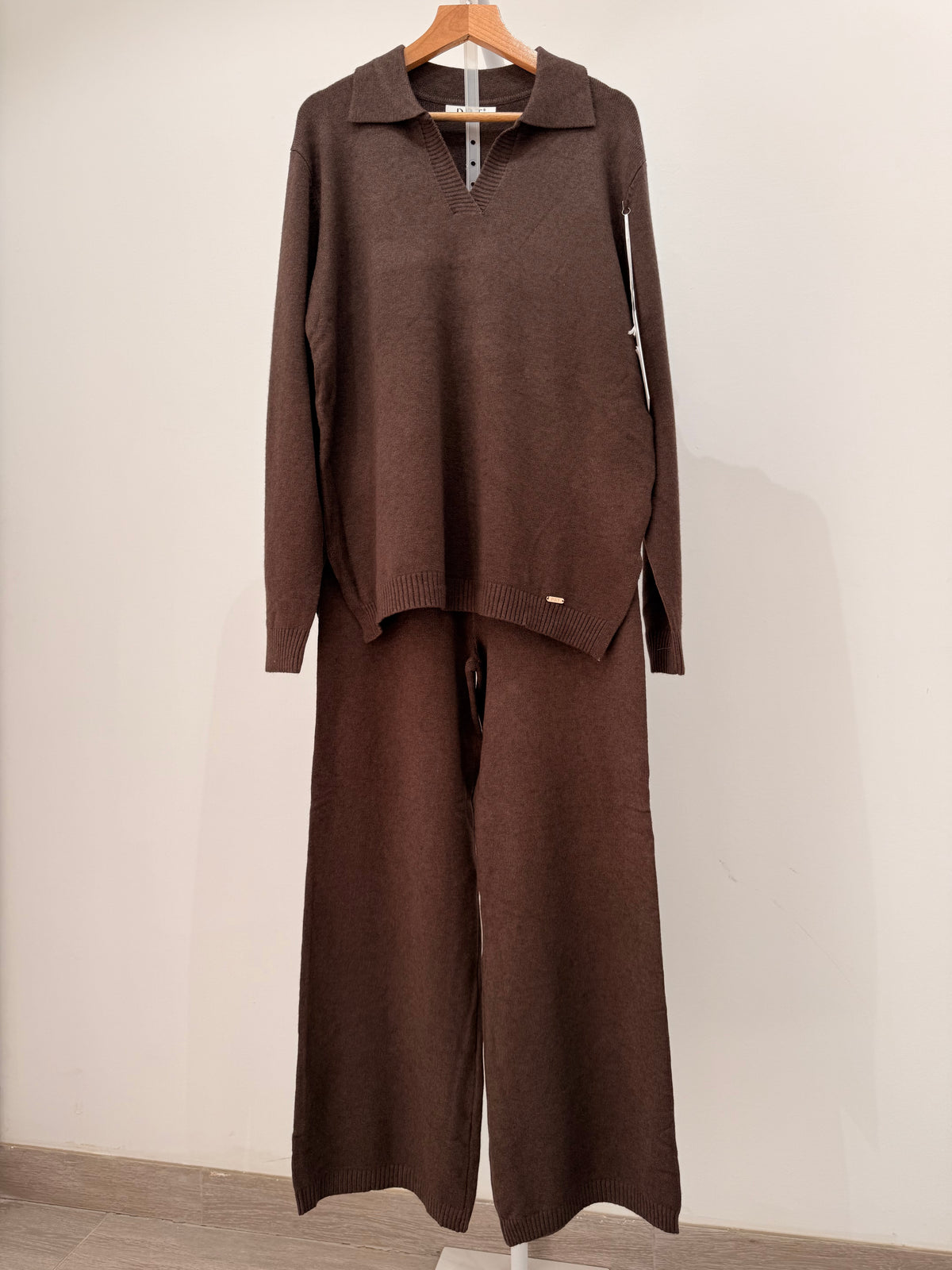 Conjunto de punto (Jersey con cuello polo y Pantalón ancho) 9859