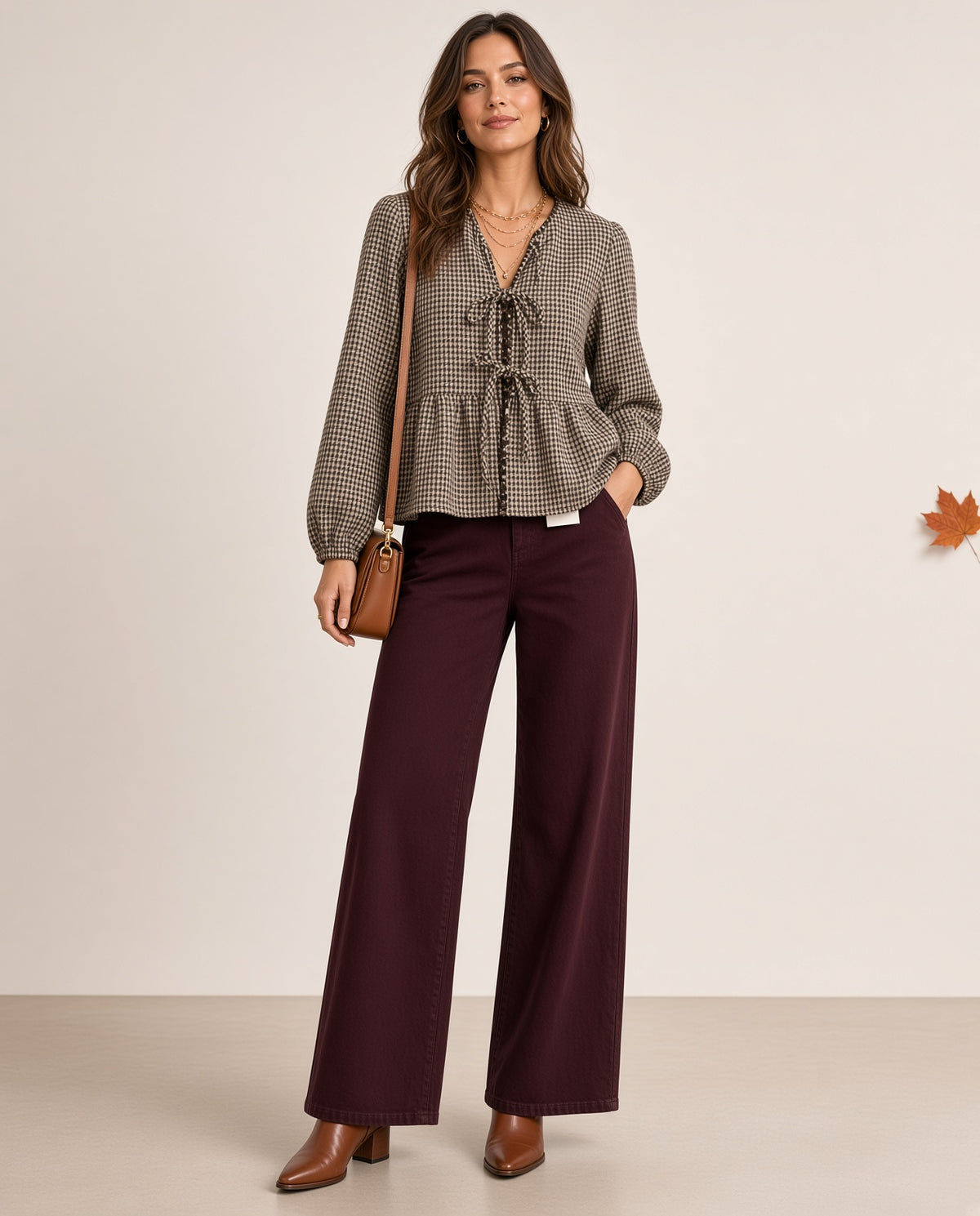 Pantalón Vaquero Wide Leg Berenjena 007