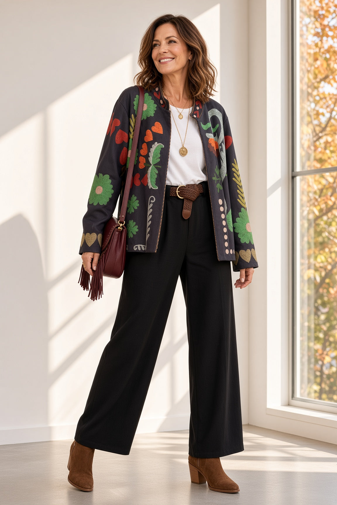 Chaqueta abierto estampado florales 26587