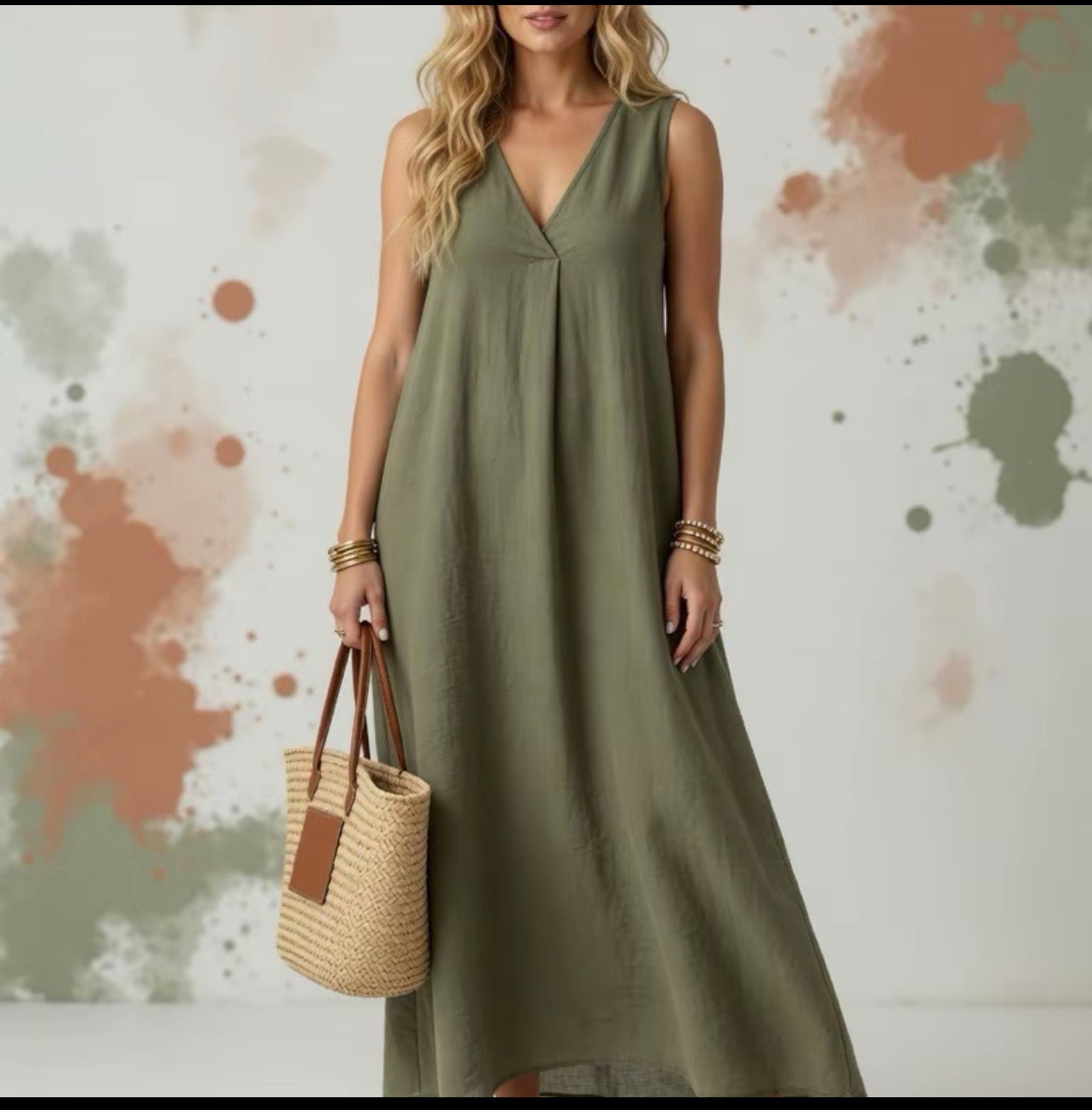 Vestido Largo Fluido Escote en V