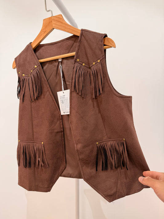 Chaleco de Ante con Flecos y Remaches (Estilo Boho) 2330