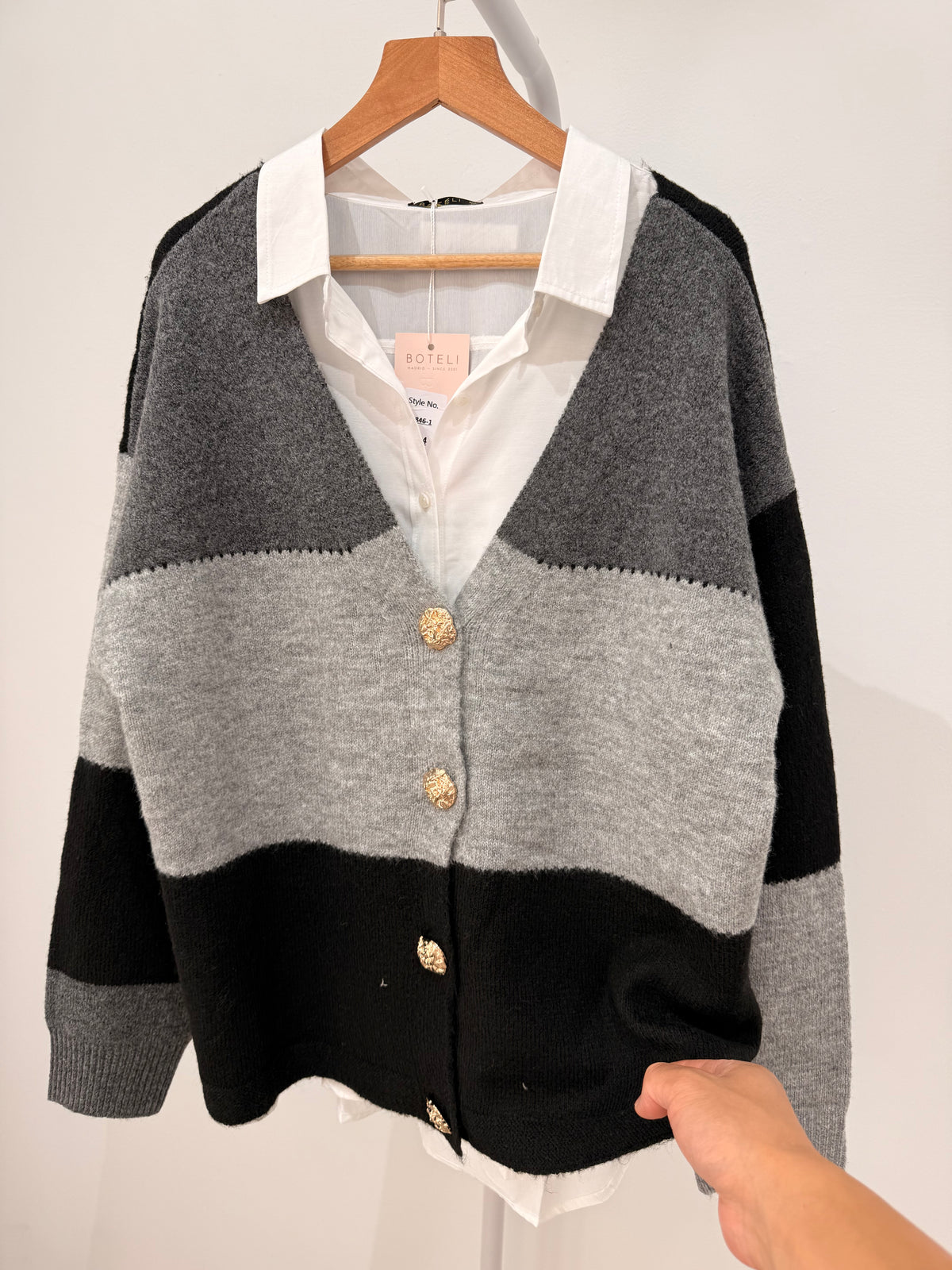 Chaqueta de punto tricolor Holgada 2126