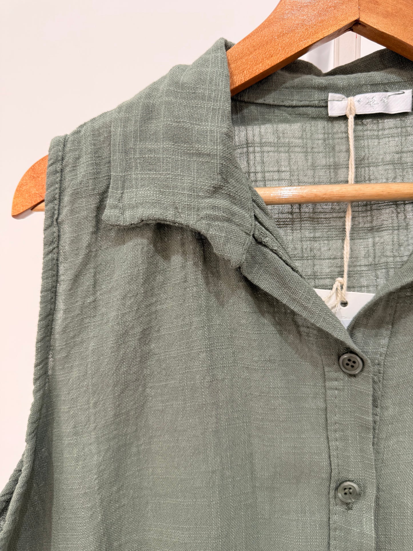 Blusa Sin Mangas de Lino y Algodón