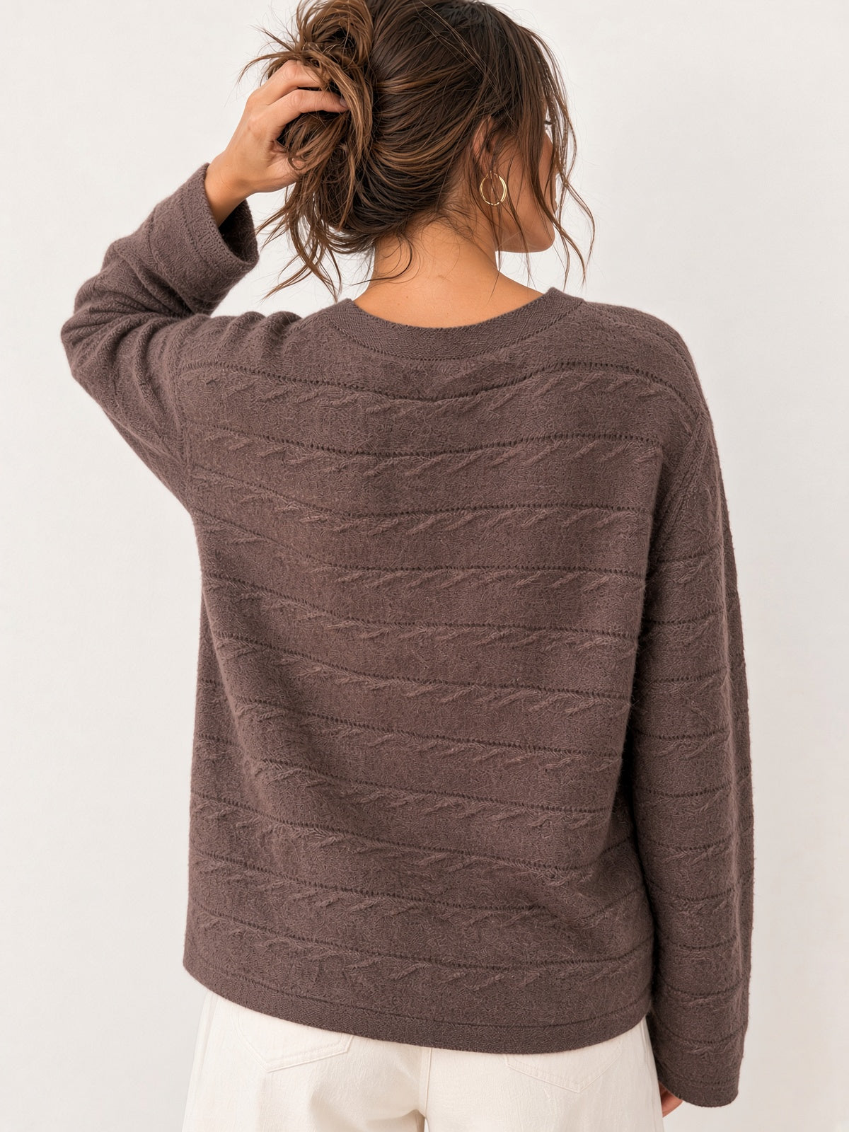 Jersey de punto con patrón de trenzas 2102