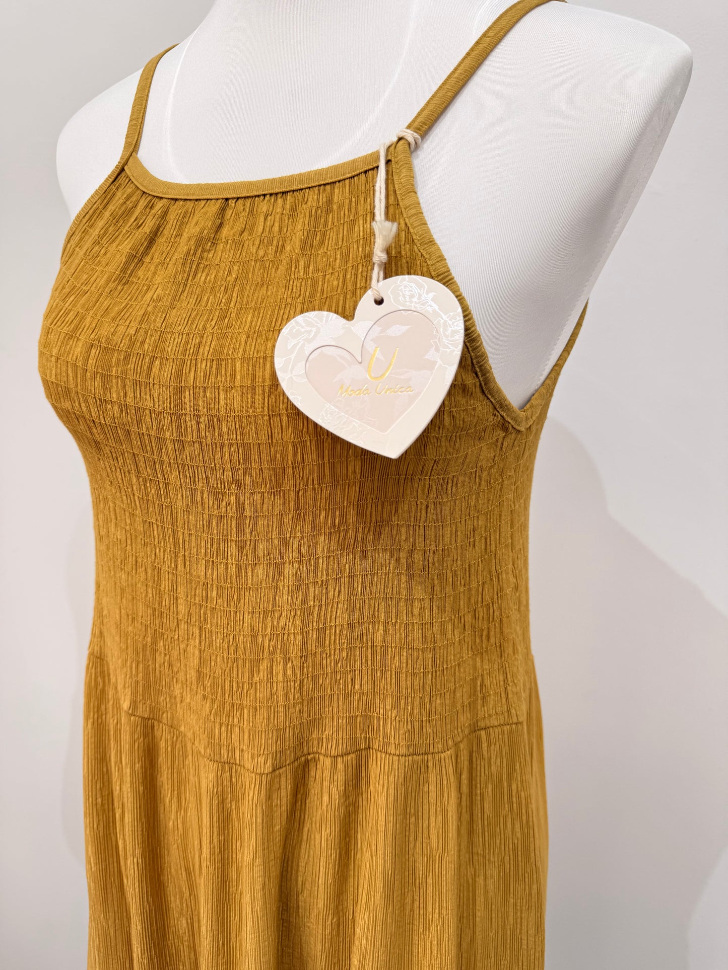Vestido largo con cuerpo elástico tipo nido de abeja 191910