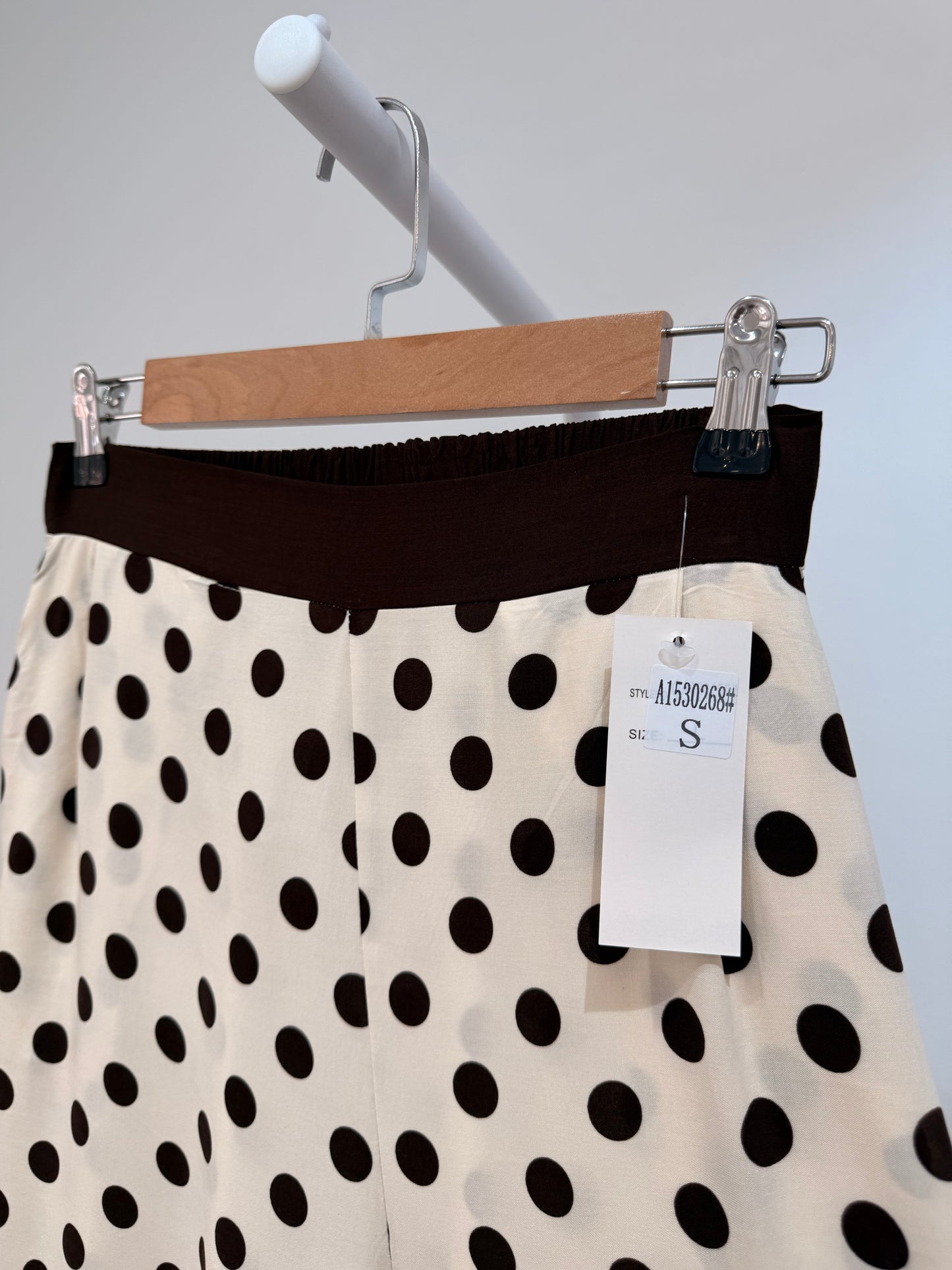 Pantalón palazzo de lunares marrón con cintura elástica 1530268