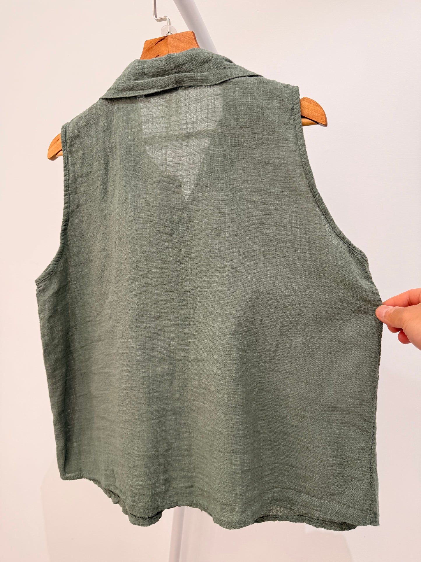 Blusa Sin Mangas de Lino y Algodón