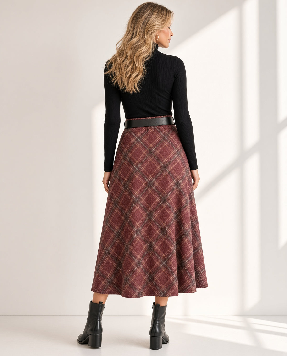 Falda midi de cuadros 6158