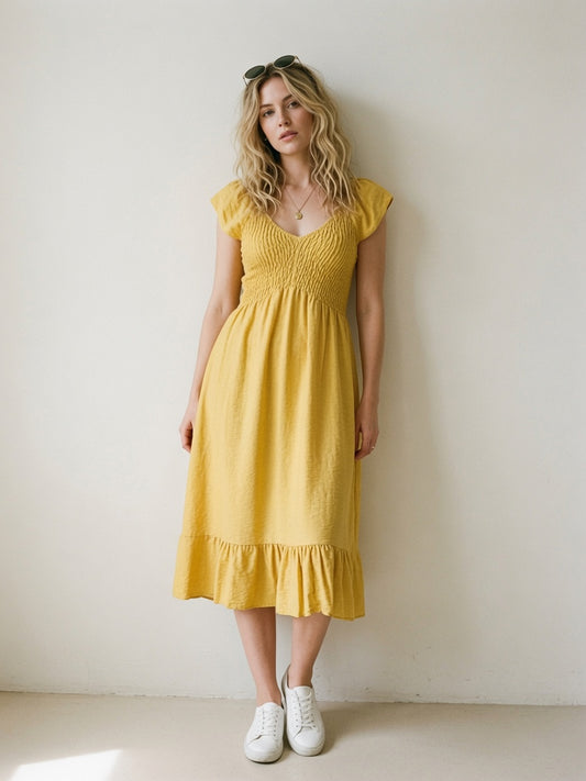 Vestido Midi Nido de Abeja 33966