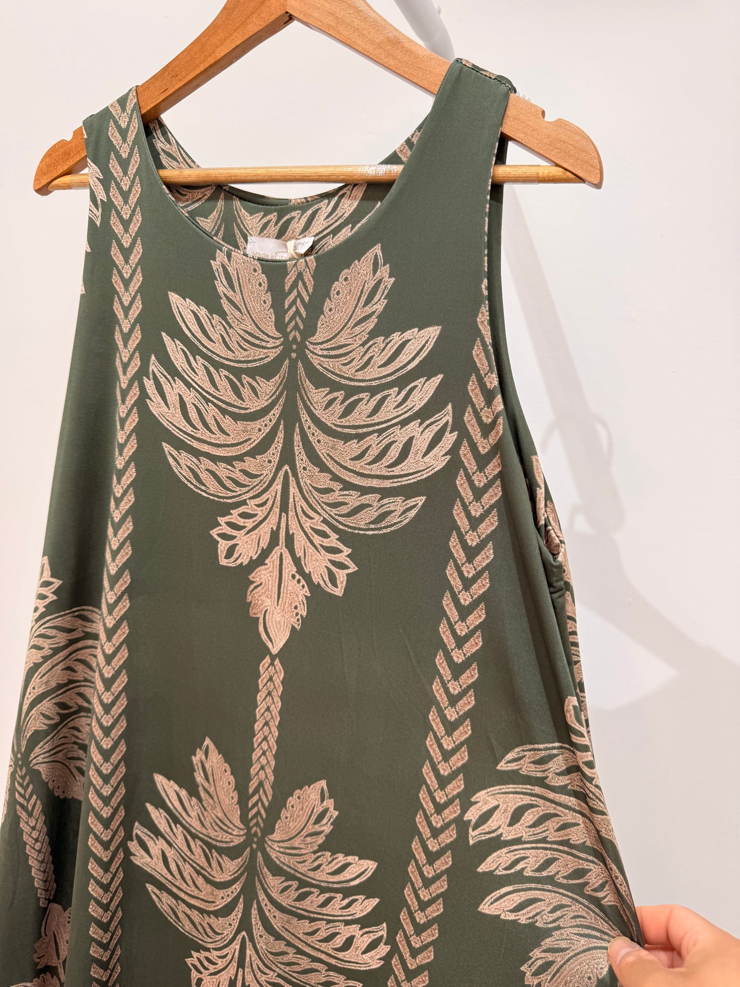 Vestido Largo Licra fría Hojas Simétricas