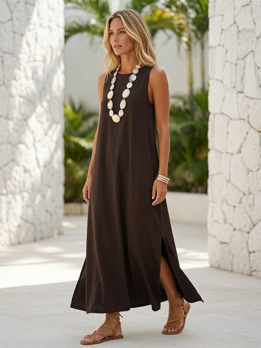 Vestido Largo Liso Licra Fría 474