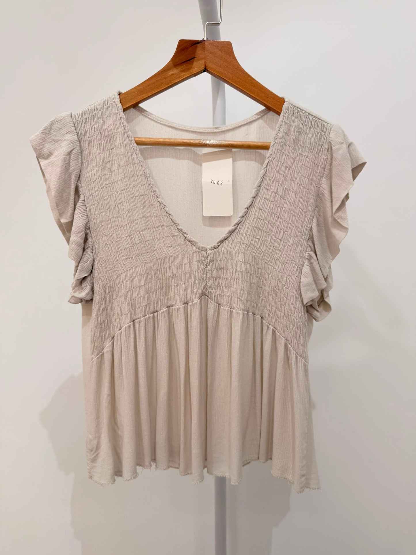 Top Fluido con Pecho Fruncido y Volantes