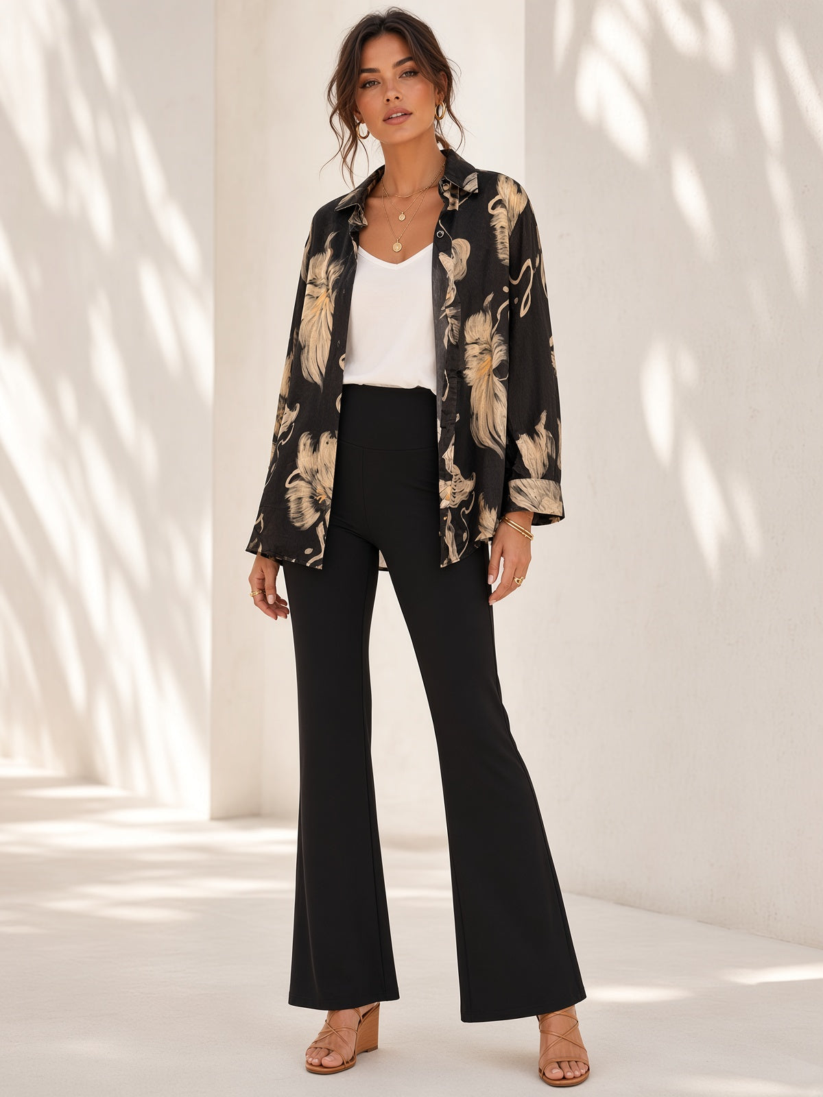 Leggings acampanados de talle alto 90602