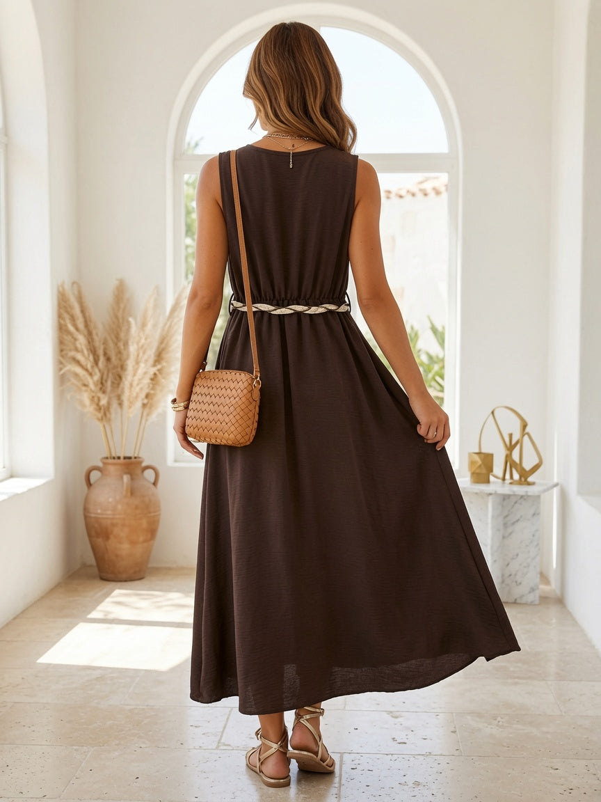 Vestido Largo Cruzado con Cinturón