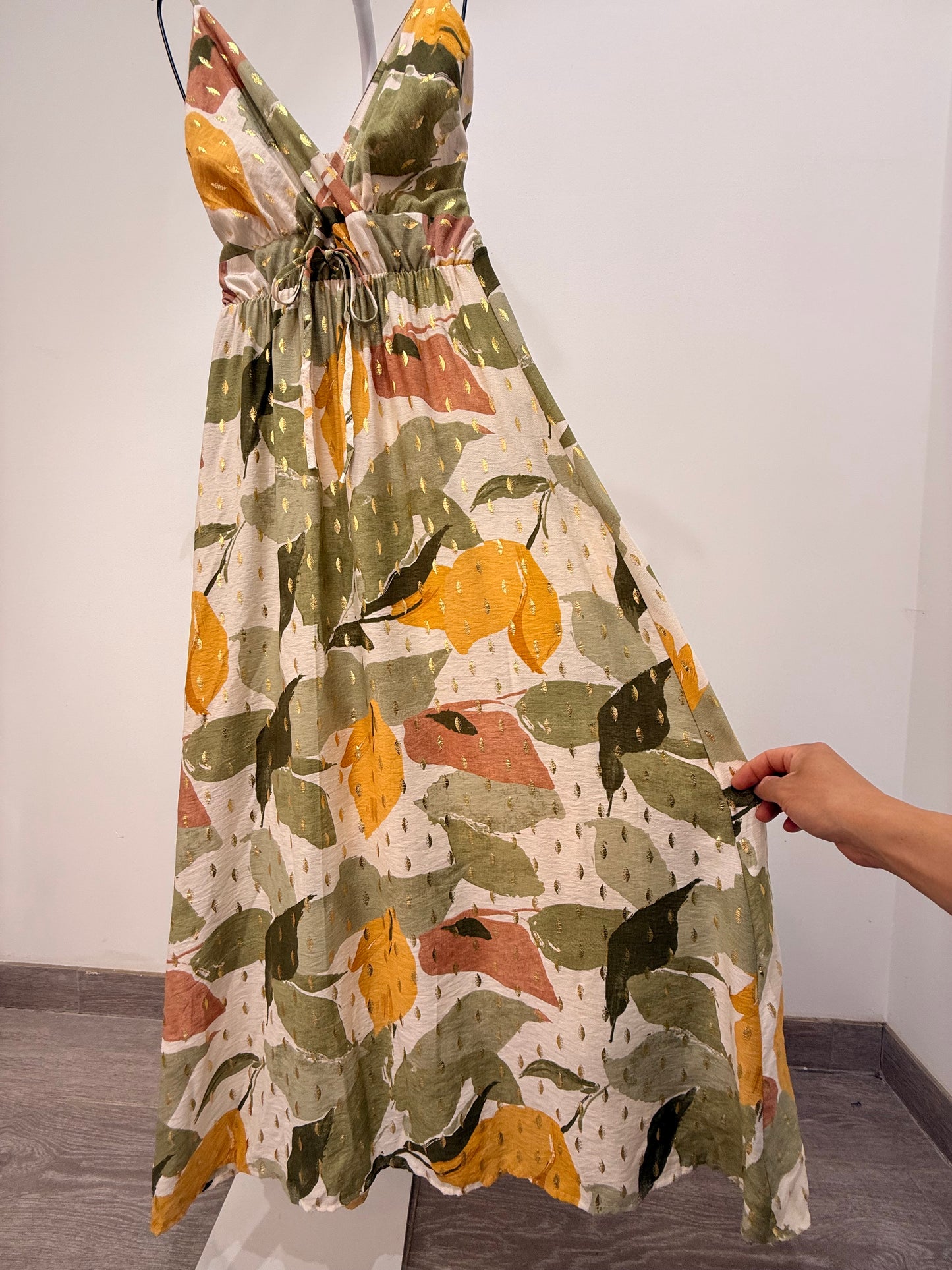 Vestido Maxi Largo Estampado de Hojas