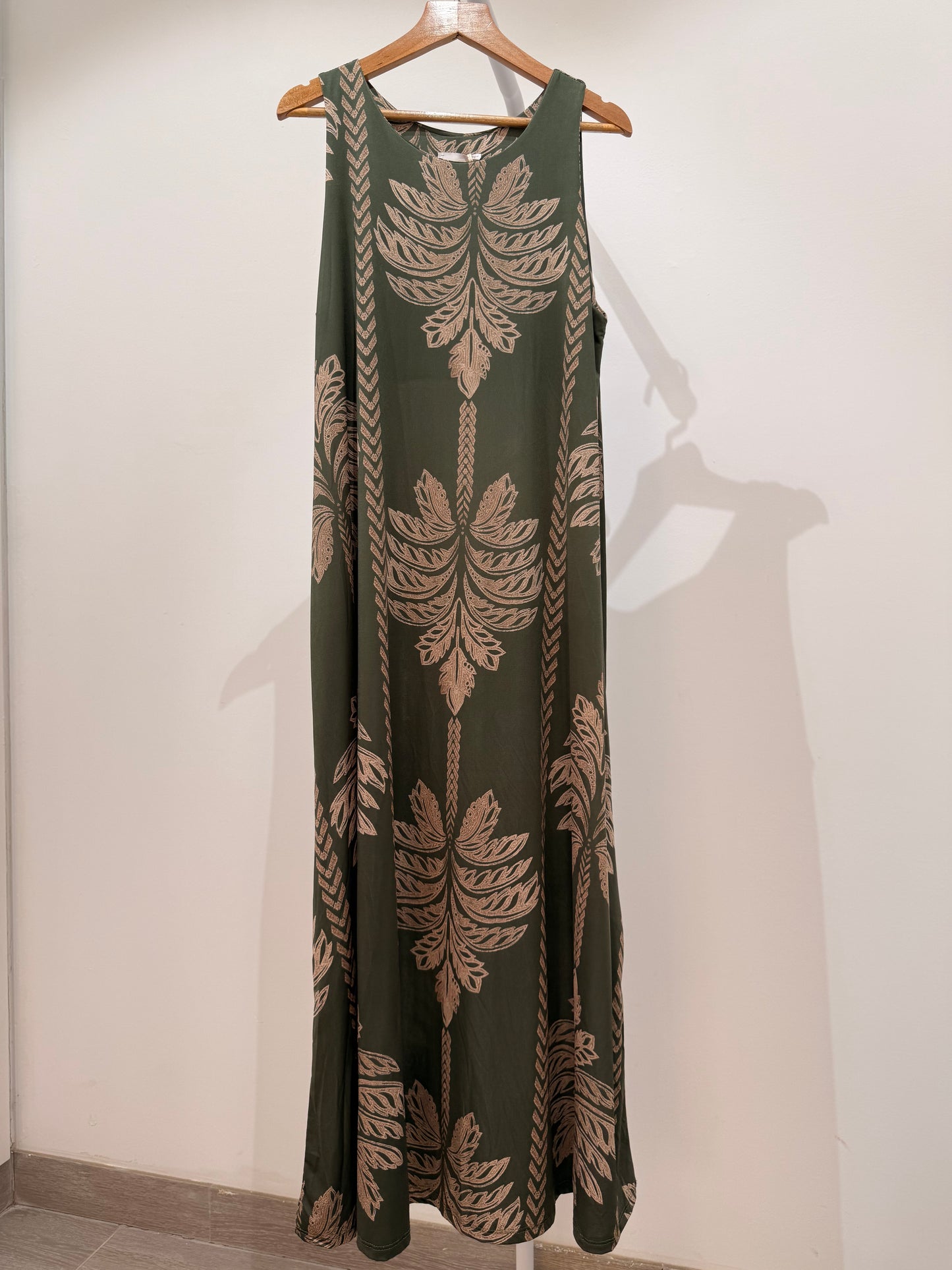 Vestido Largo Licra fría Hojas Simétricas