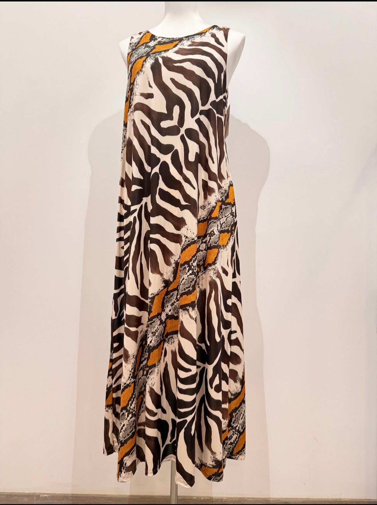 Vestido Largo Licra fría Estampado cebra 25133