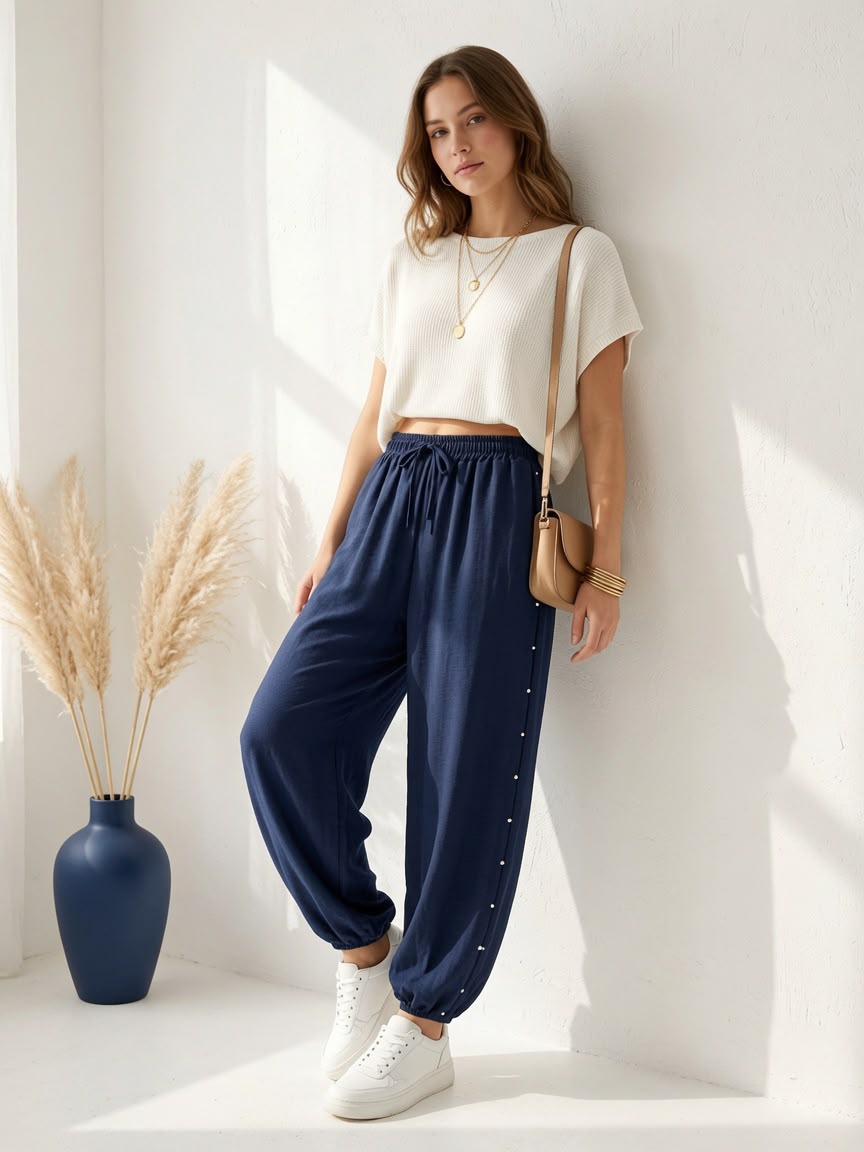 Pantalón bombacho con Tachuelas