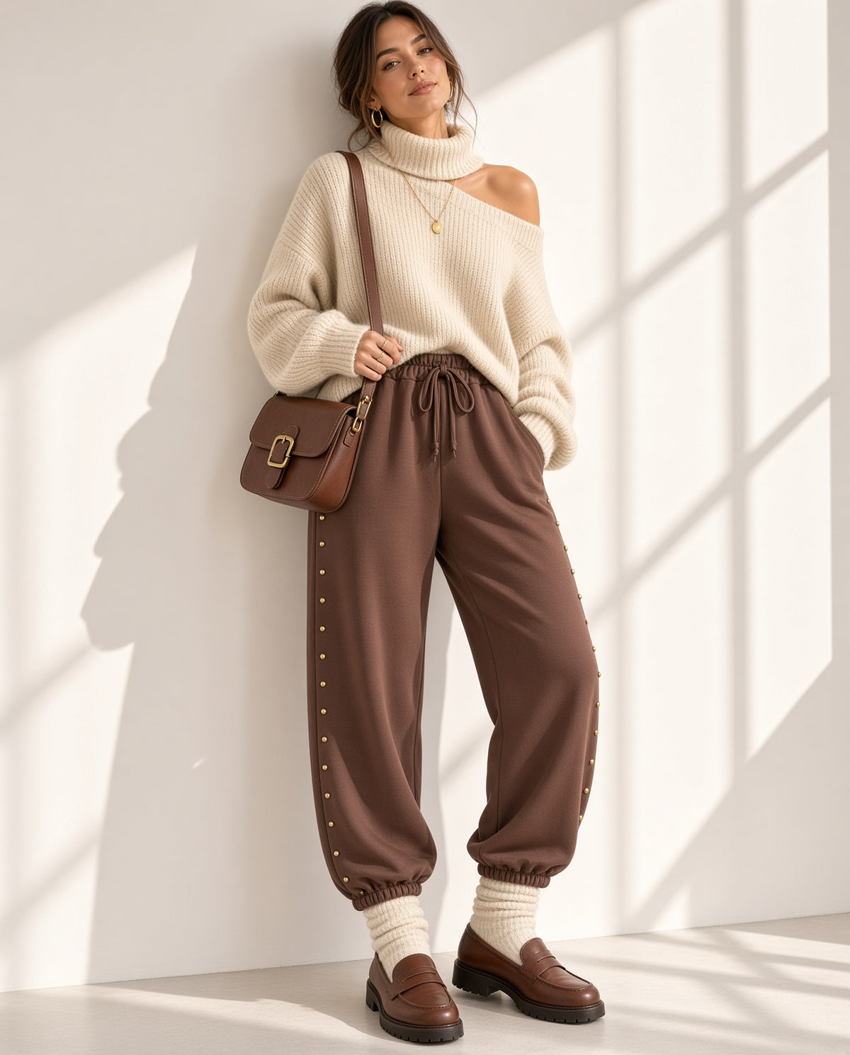 Pantalón Chándal Bombacho con Tachuelas 9223