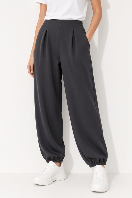 Pantalón abombado de talle alto con pinzas 2014