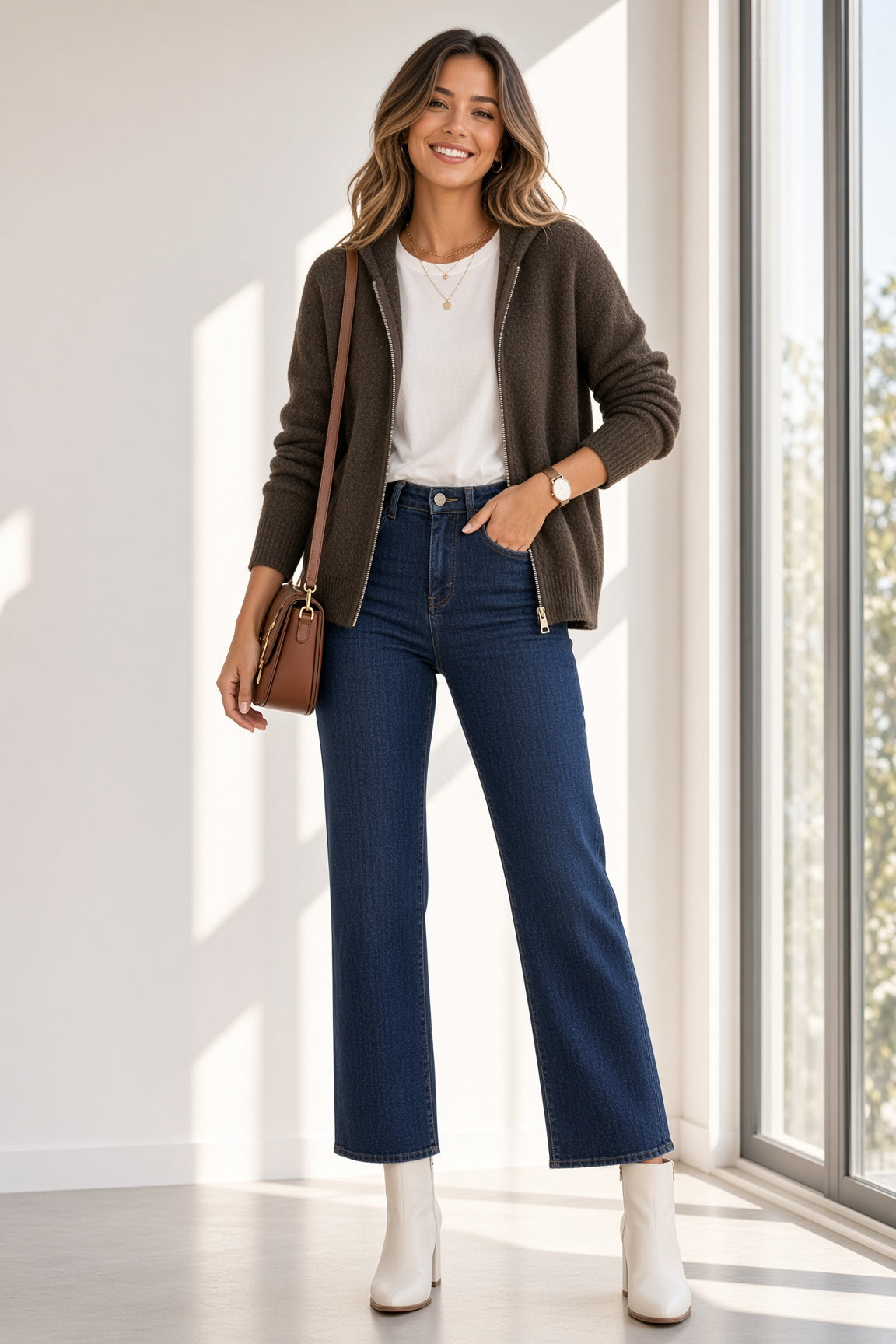 Chaqueta de punto con capucha y cremallera 022