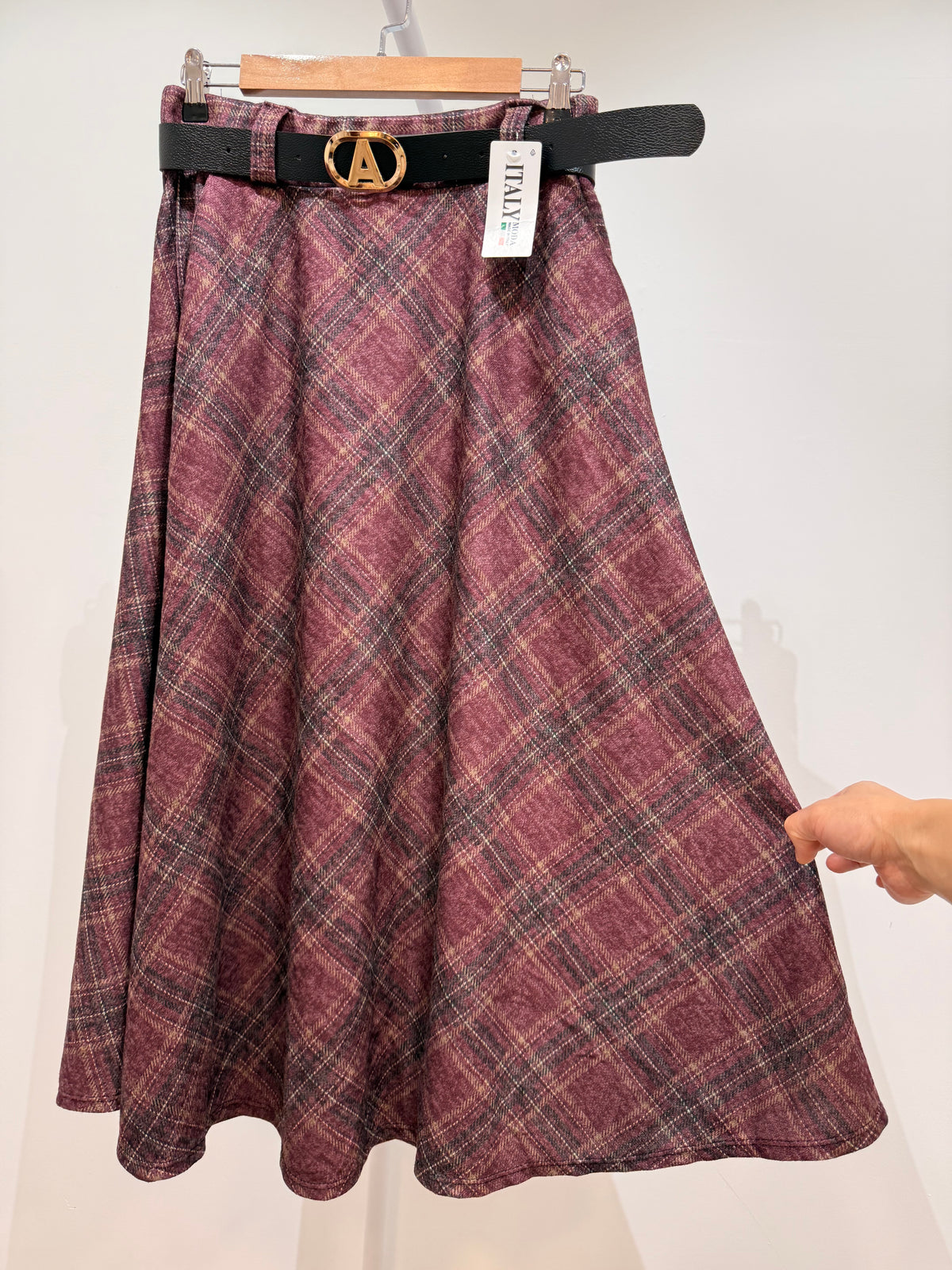 Falda midi de cuadros 6158