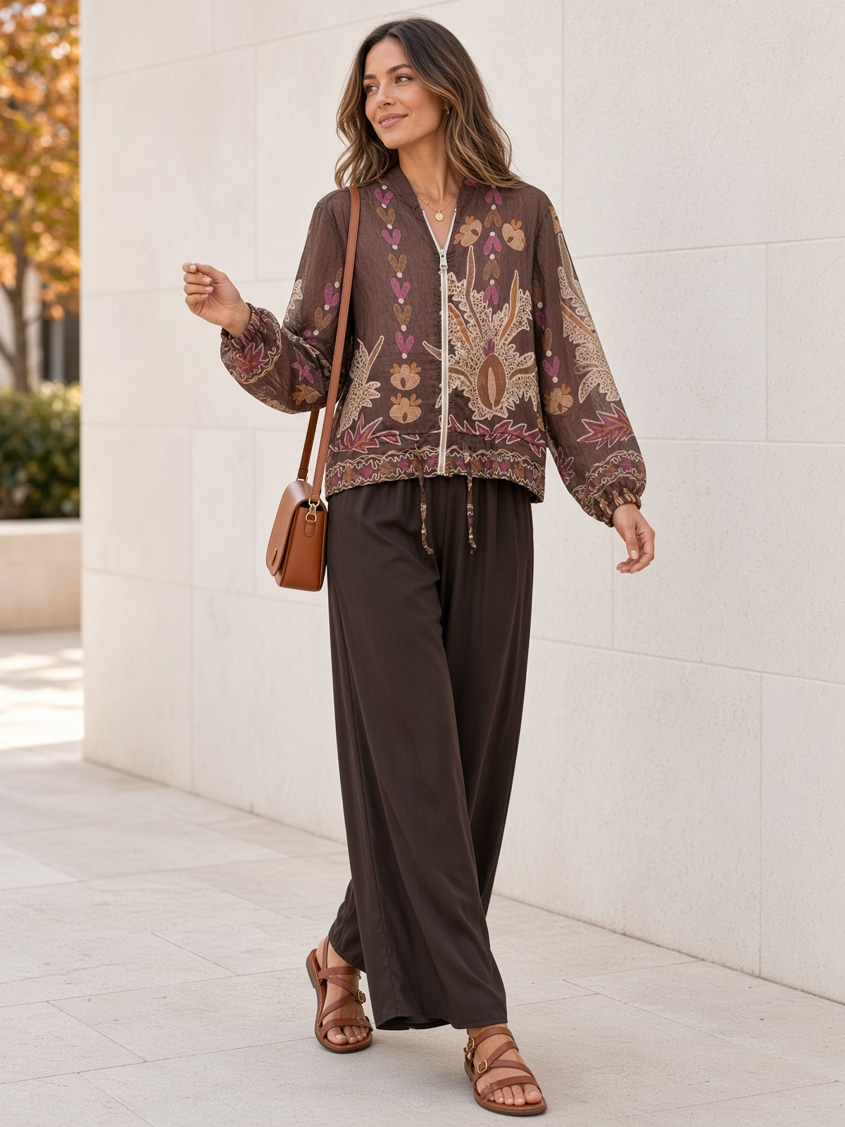 Pantalón satinado pernera ancha con cintura elástica 13856