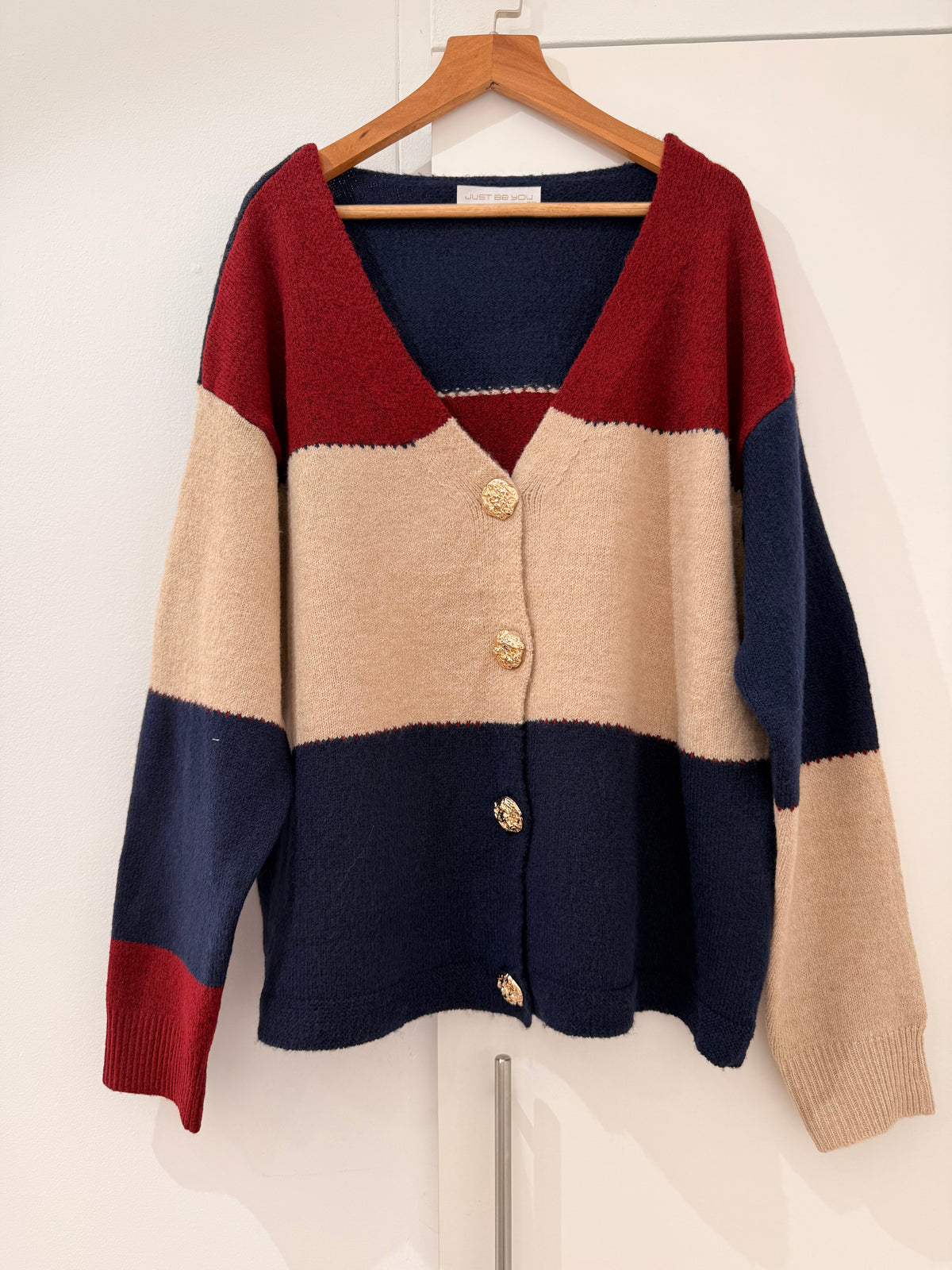 Chaqueta de punto tricolor Holgada 2126