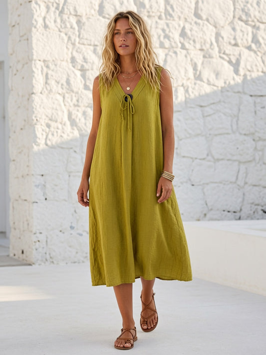 Vestido midi texturizado sin mangas 263668