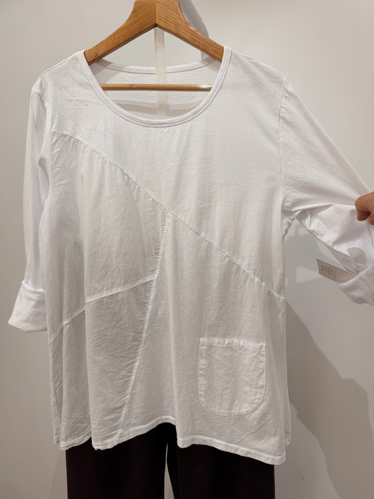 Camiseta Asimétrica de Algodón con Bolsillo 10287