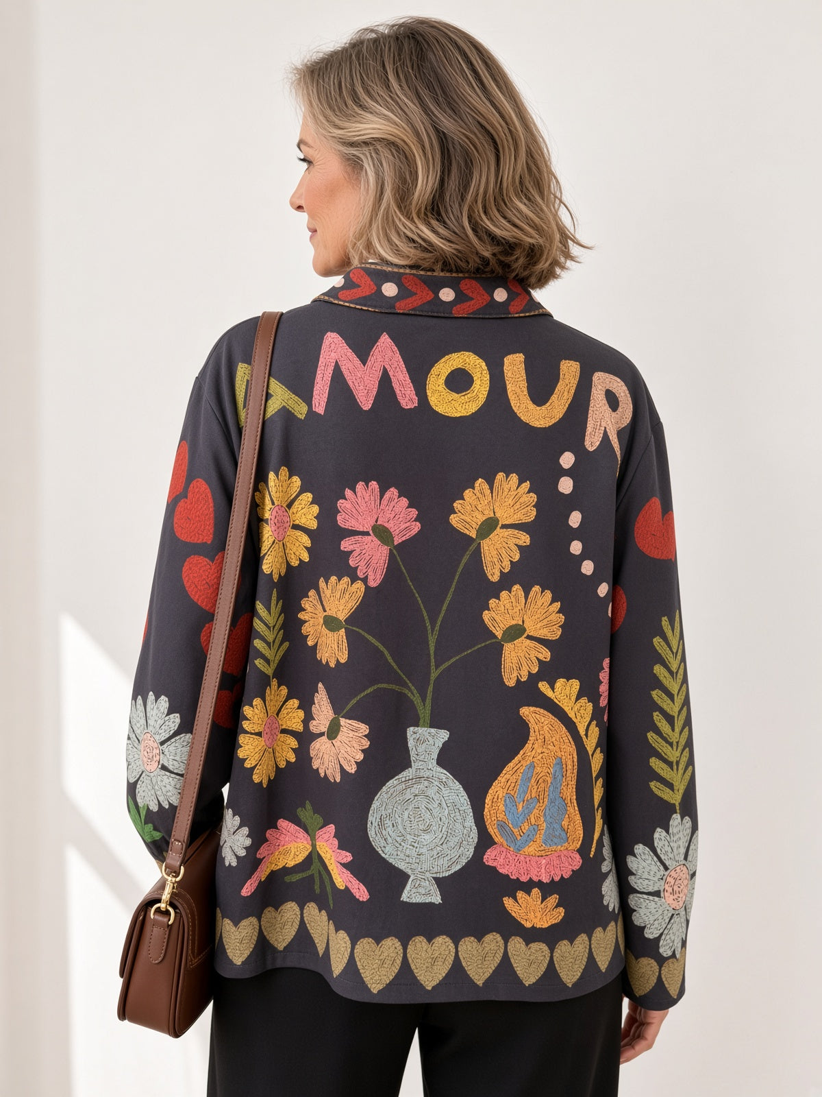 Chaqueta abierto estampado florales 26587