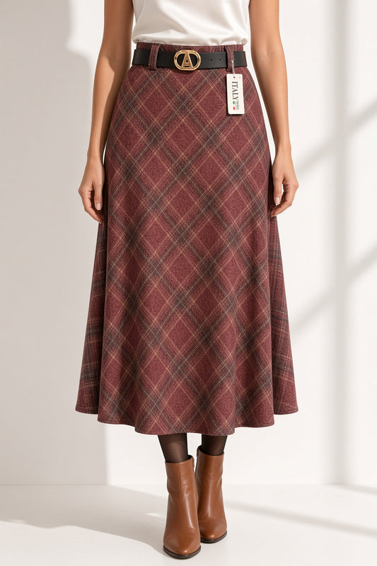 Falda midi de cuadros 6158