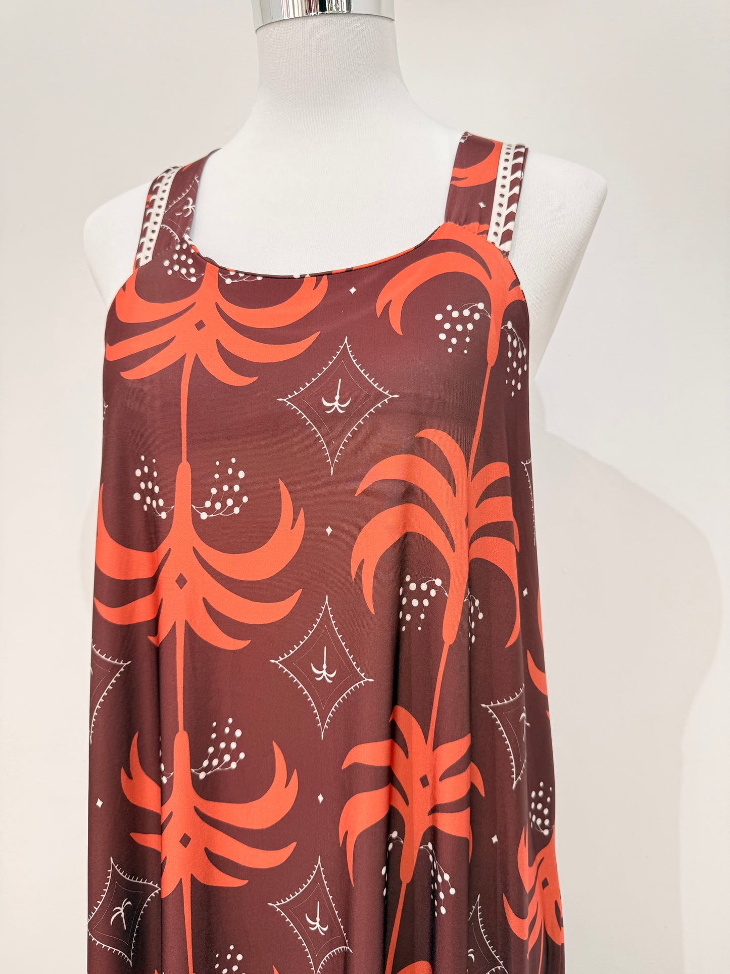 Vestido Licra Fría estampado de palmeras 2520