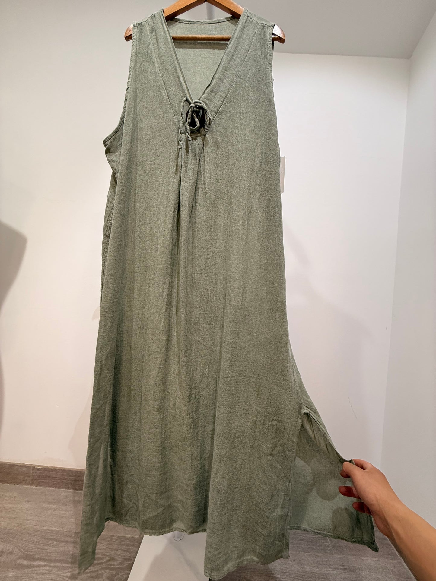 Vestido Largo de Algodón con Aberturas