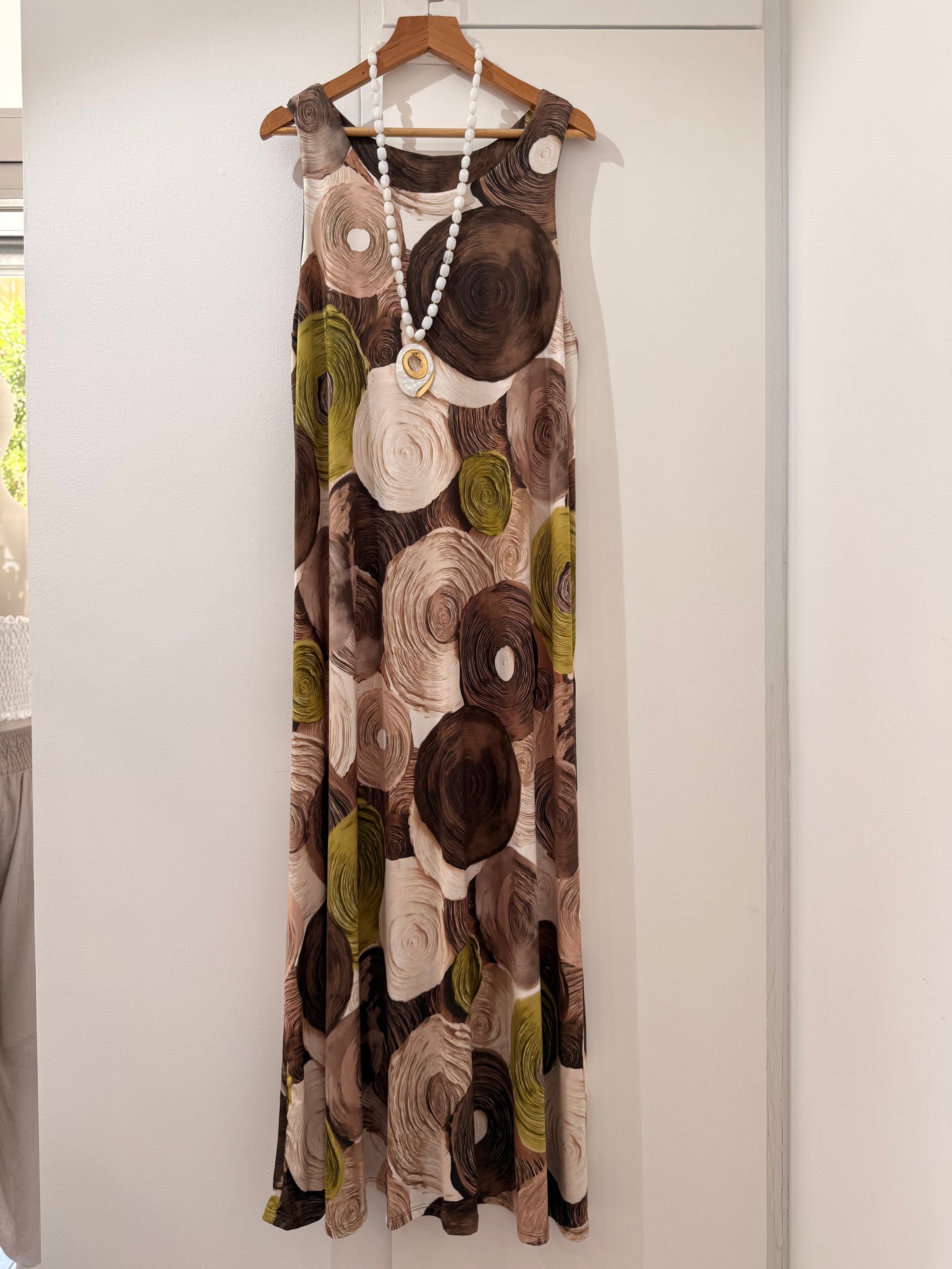 Vestido Estampado de Círculos Espirales Licra fría 25553