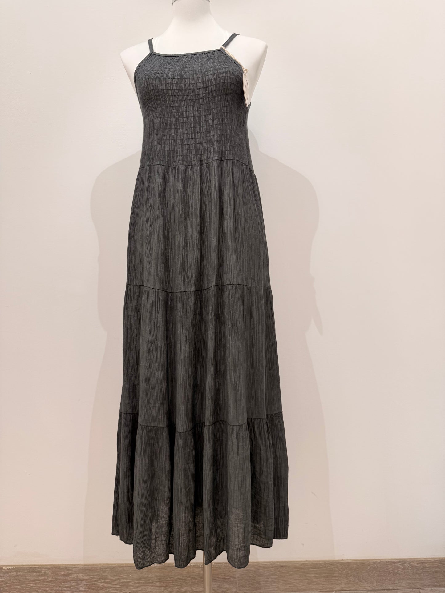 Vestido largo con cuerpo elástico tipo nido de abeja 191910