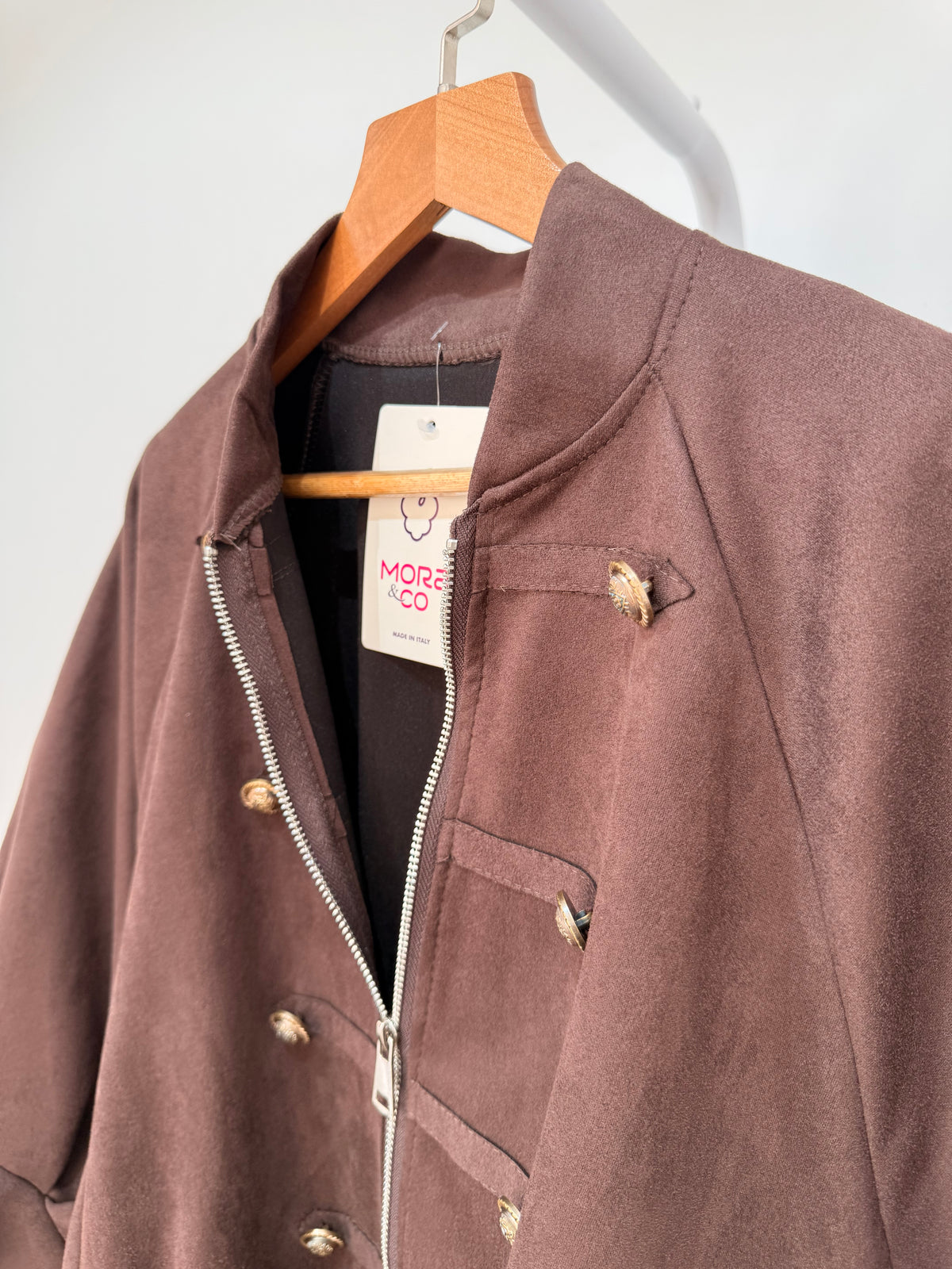 Chaqueta corta militar de antelina  (Manga 3/4) 28959