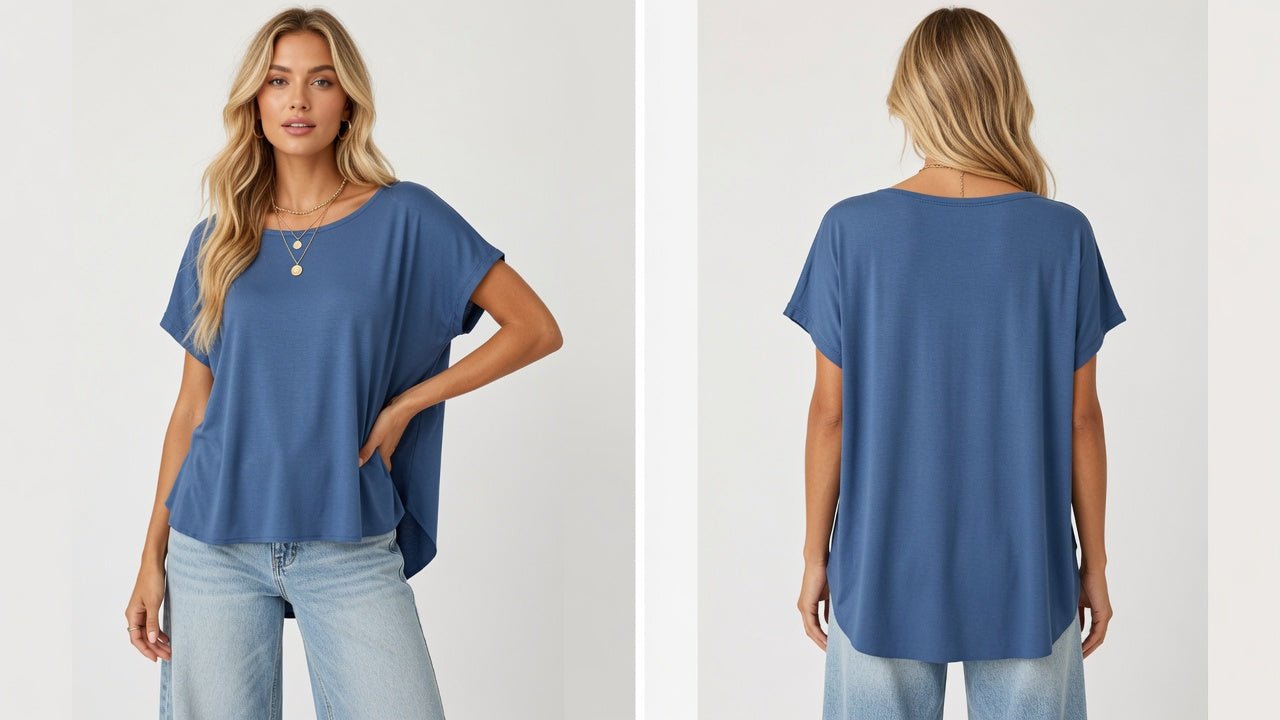 Camiseta Básica Oversize de Viscosa