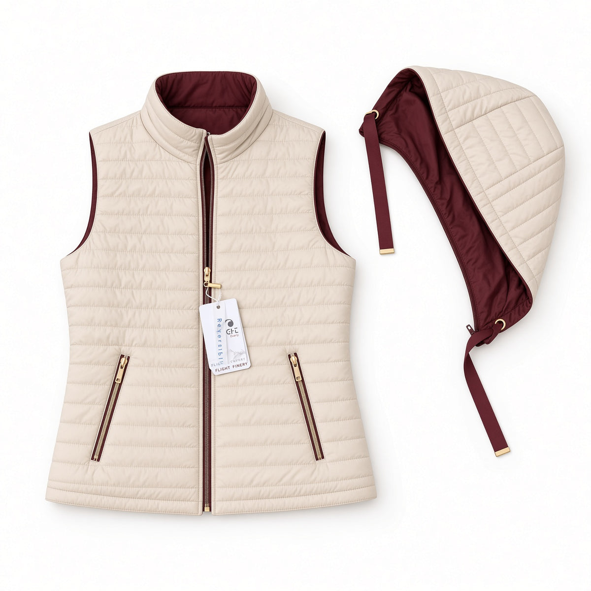 Chaleco Reversible Acolchado con Capucha J8222