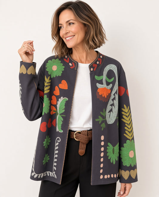 Chaqueta abierto estampado florales 26587