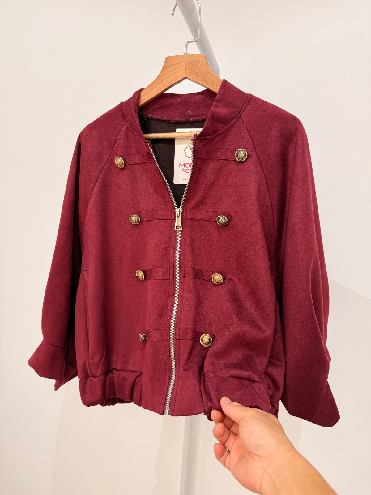 Chaqueta corta militar de antelina  (Manga 3/4) 28959
