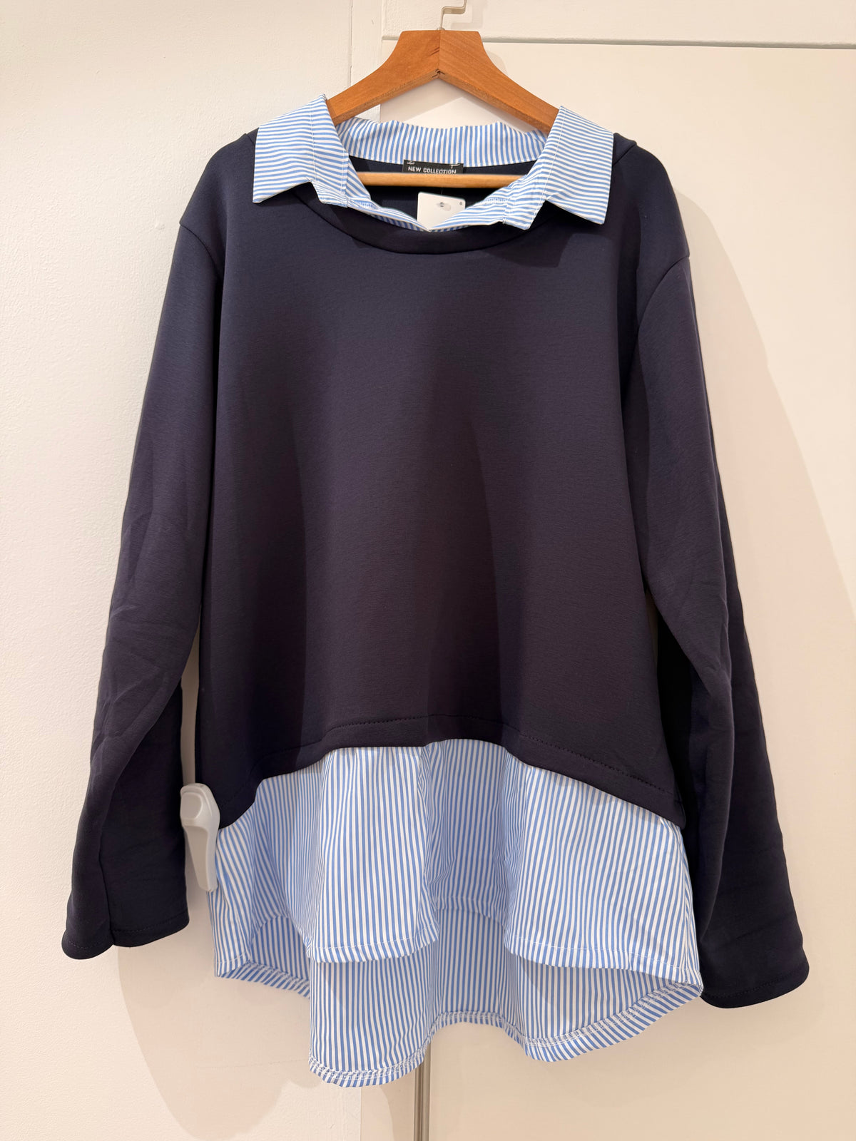 Sudadera efecto dos piezas con camisa superpuesta 8089
