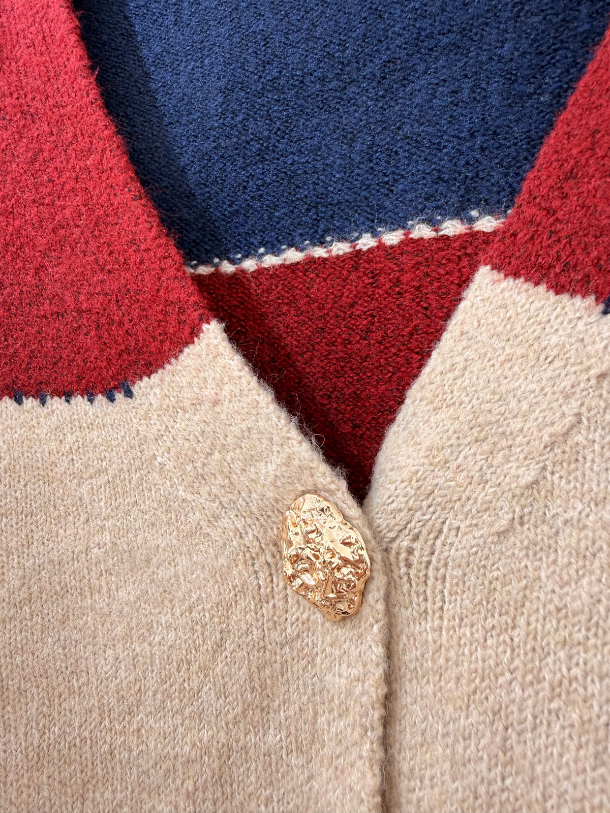 Chaqueta de punto tricolor Holgada 2126