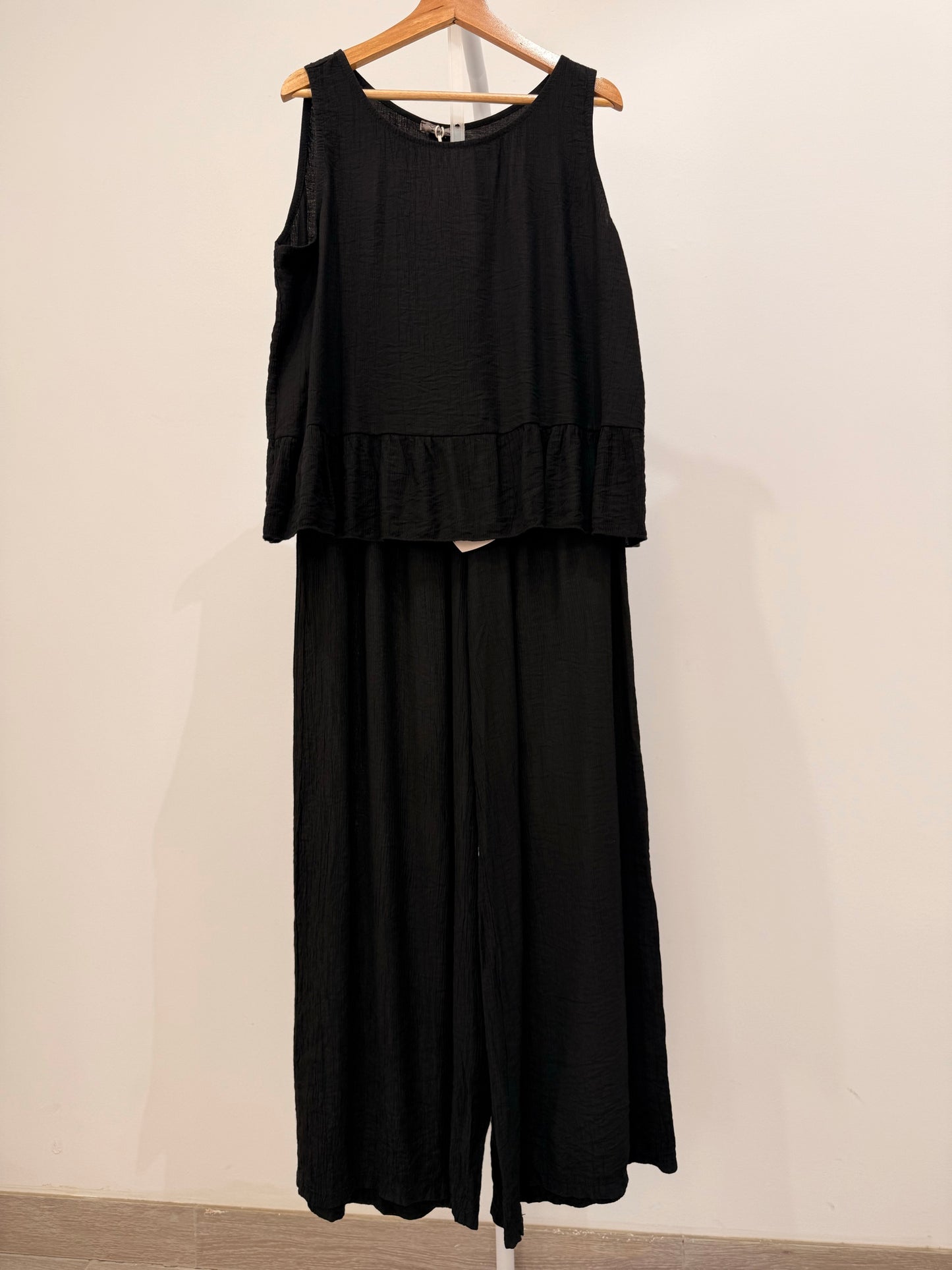 Pantalón Fluido de Pierna Ancha (Efecto Arrugado)(858025)