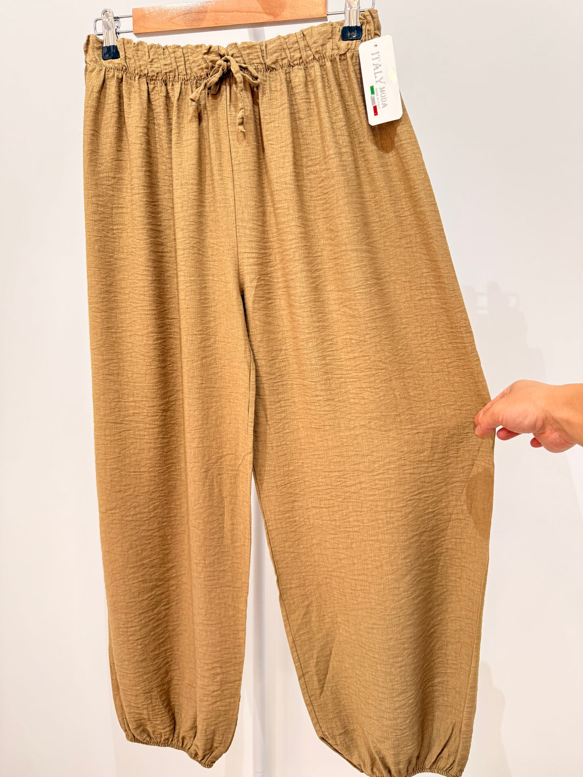 Pantalón bombacho de algodón con cintura elástica 13851