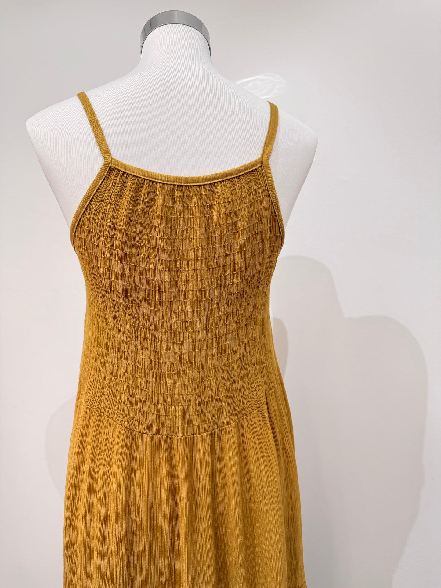 Vestido largo con cuerpo elástico tipo nido de abeja 191910